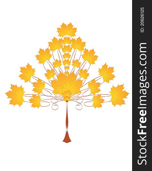 Beautiful autumn tree with yellow leaf for your design