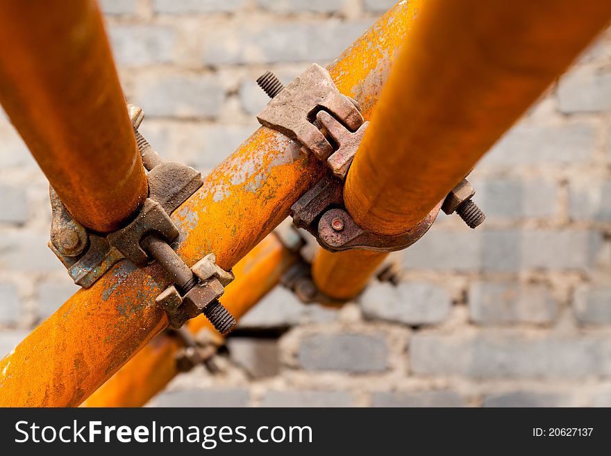 Rusty Scaffold In A Construction Site