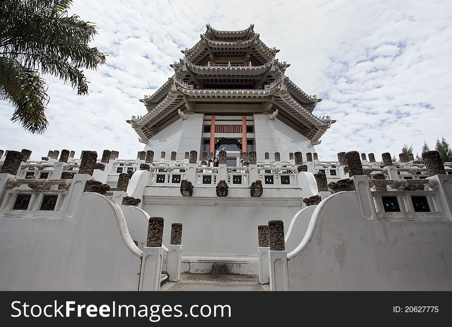 This white china tower was take a photo from Three kingdoms park, Thailand. This park is government place all persons can take photo.