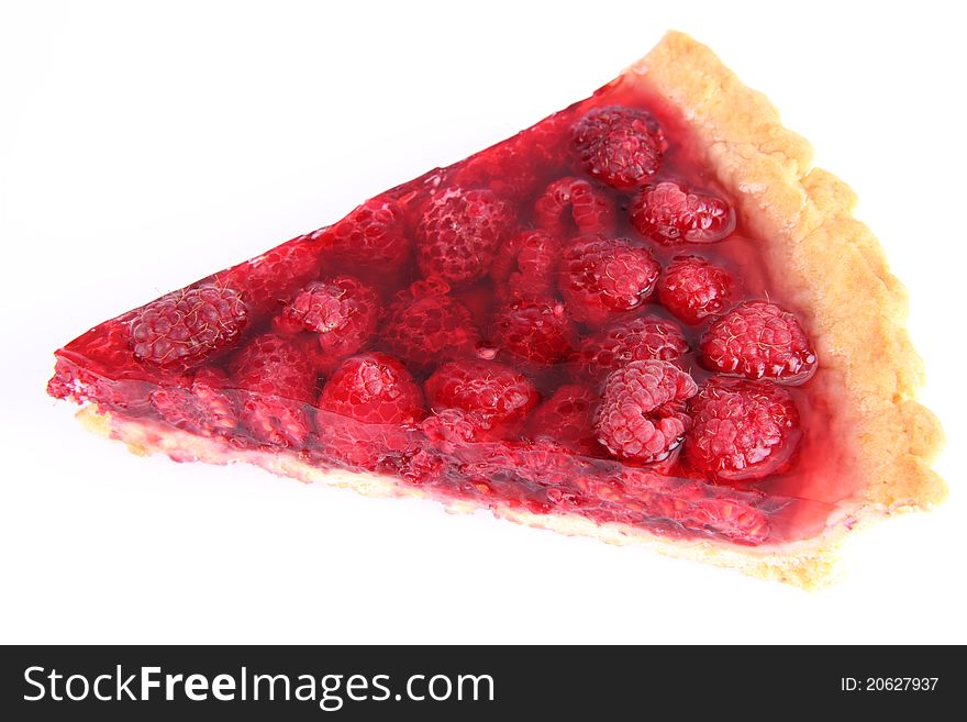 Raspberry Tart portion on a white background