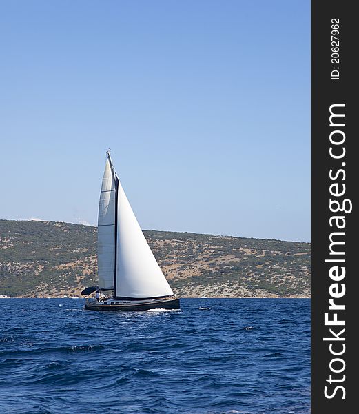 A cruising yacht with blue sky