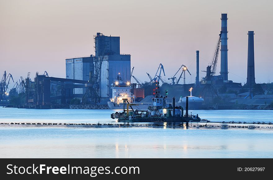 Drag in Riga port on Daugava river, Latvia. Drag in Riga port on Daugava river, Latvia.