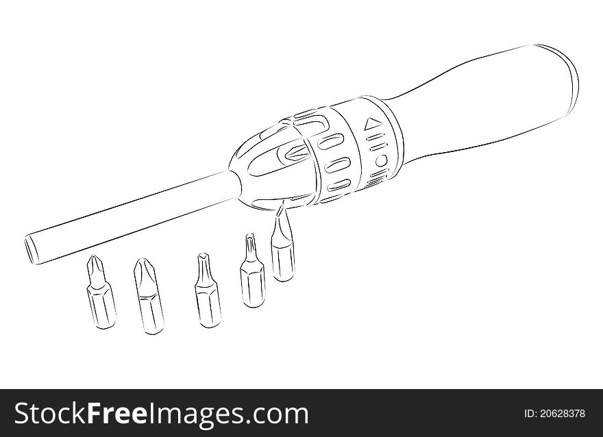 Simple drawing of screwdriver with extension