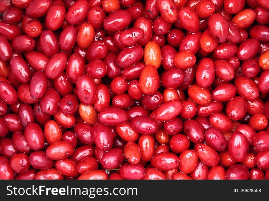 Red and ripen cornelian cherries