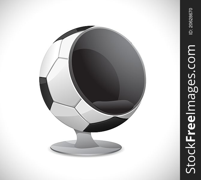 Illustration of chair in shape of soccer ball on abstract background. Illustration of chair in shape of soccer ball on abstract background