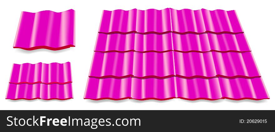Pink roof tile isolated on white background