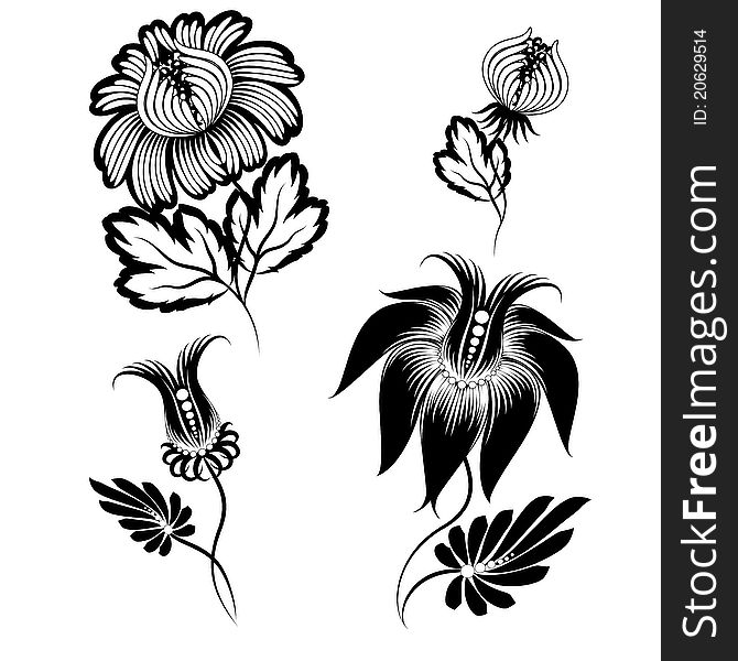 Floral graphic design elements