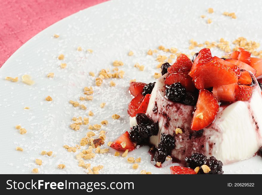 Cream cooked with various berries and hazelnut. Cream cooked with various berries and hazelnut