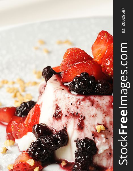 Cream cooked with various berries and hazelnut. Cream cooked with various berries and hazelnut