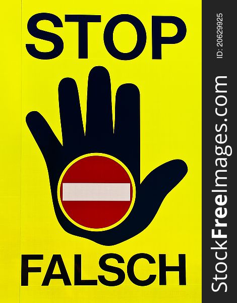 No entry roadsign on highway with hand symbol in german. No entry roadsign on highway with hand symbol in german.