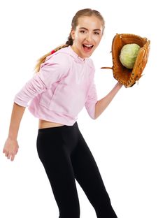 Young Woman Holding A Cabbage Royalty Free Stock Photo Young Woman Holding A Cabbage Royalty Free Stock Photo