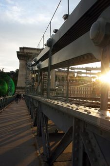 Chain Bridge At Budapest Stock Photos