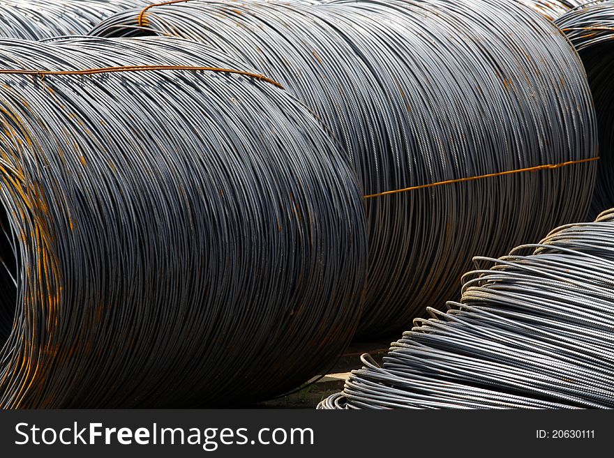 Steel rebar in a construction site