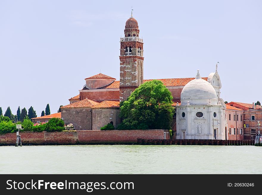 View on cemetery at San Michele island in Venice, Italy