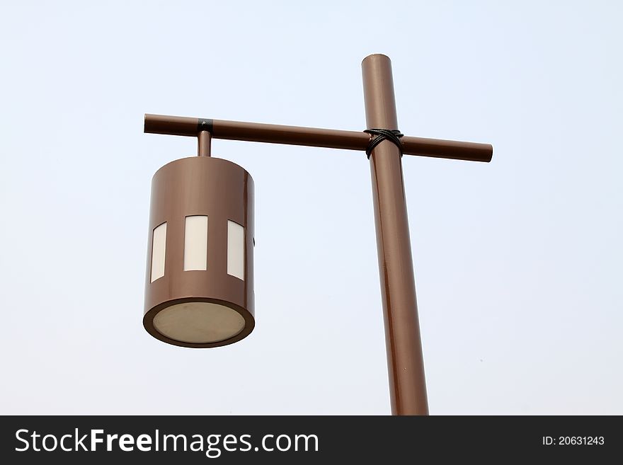 Street lamps in the blue sky background