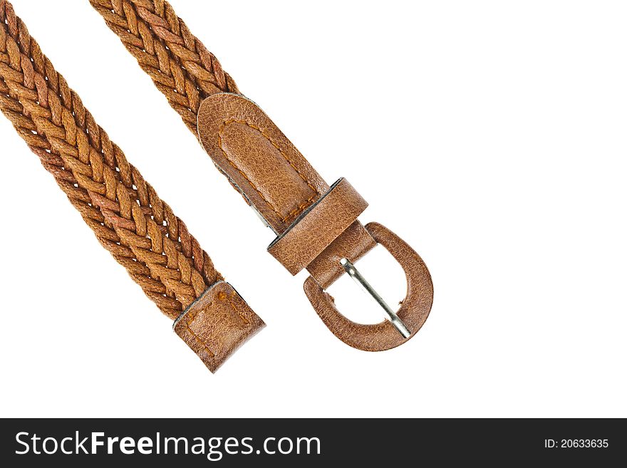 Colorful brown belt  on white background. Colorful brown belt  on white background
