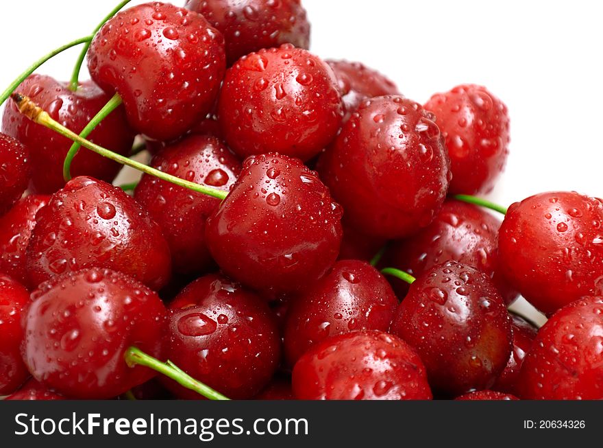 Berries ripe cherry on a white isolated background. Studio