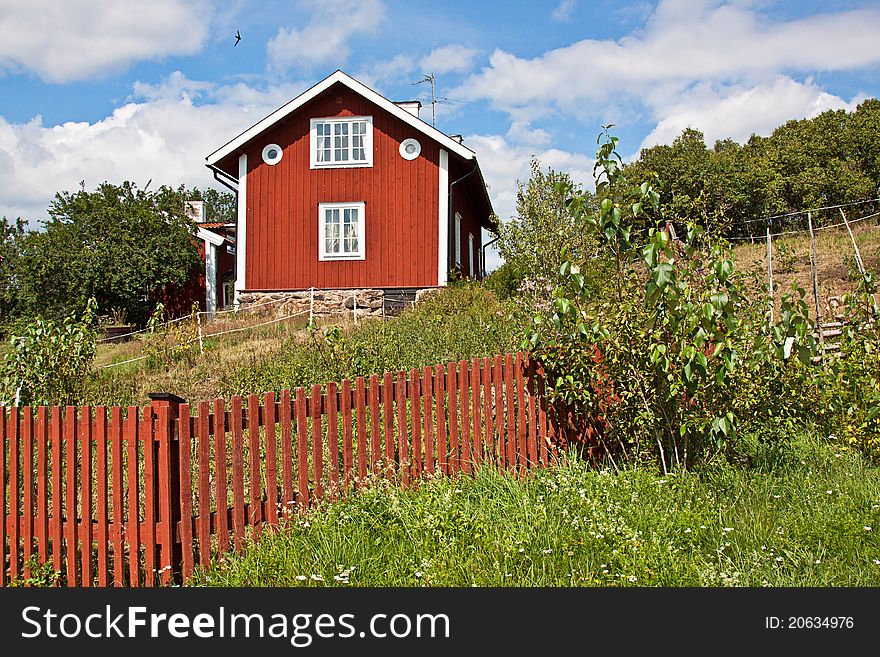 Red wooden house