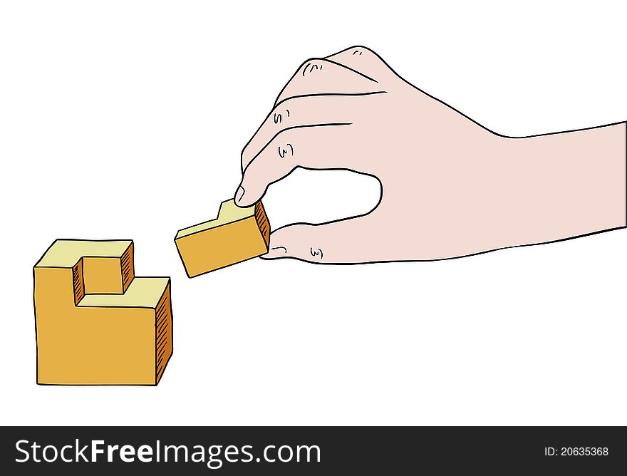 Hand Assembling Yellow Cube