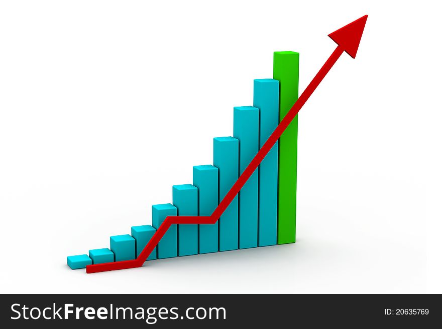 3d illustration of Business graph in white background