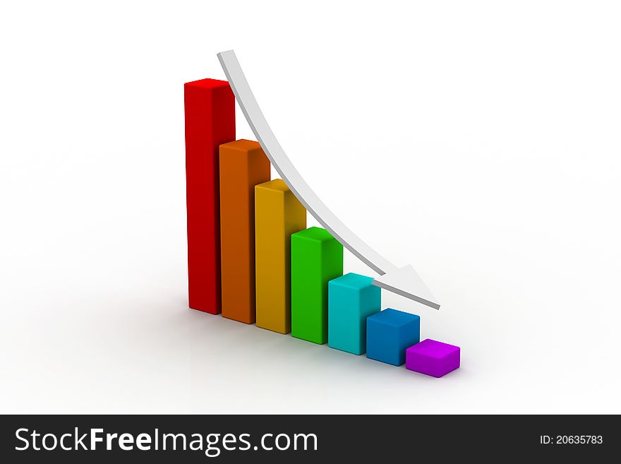 3d illustration of business graph in white background