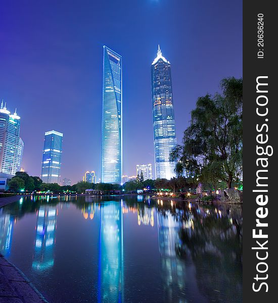 The night view of the lujiazui financial centre in shanghai china. The night view of the lujiazui financial centre in shanghai china.