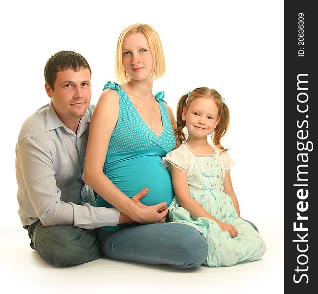 Happy family on white background. Happy family on white background