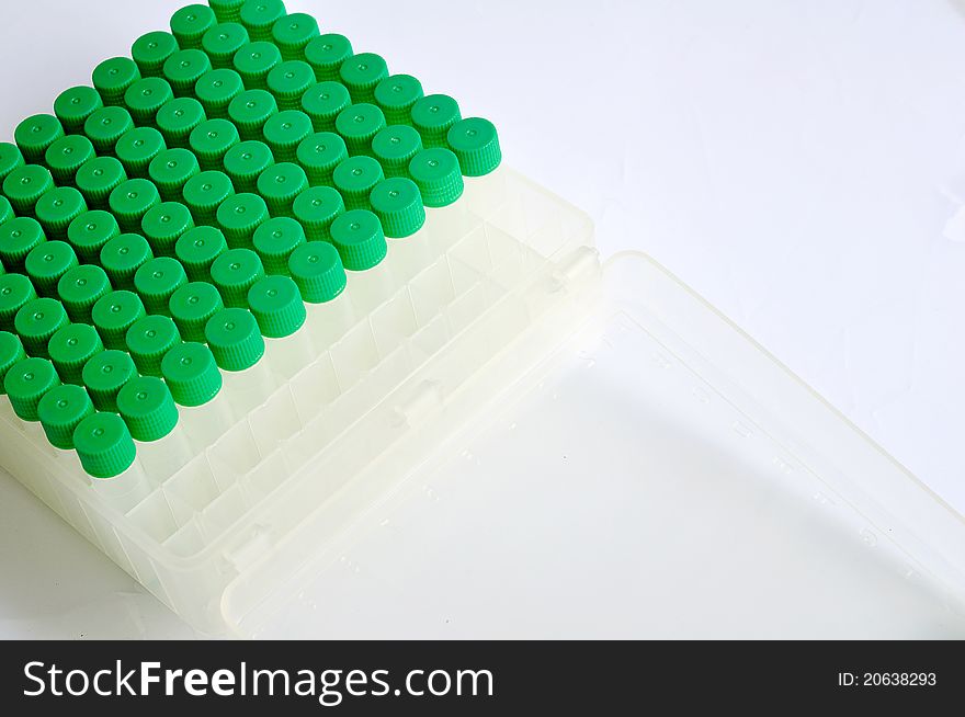 A box of green cap microtubes