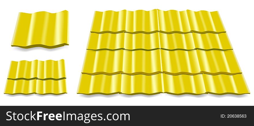 Yellow roof tile isolated on white background