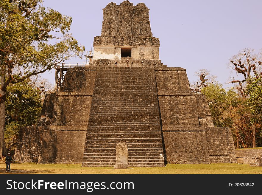 Guatemala a mayan pyramid at Tikal. Guatemala a mayan pyramid at Tikal