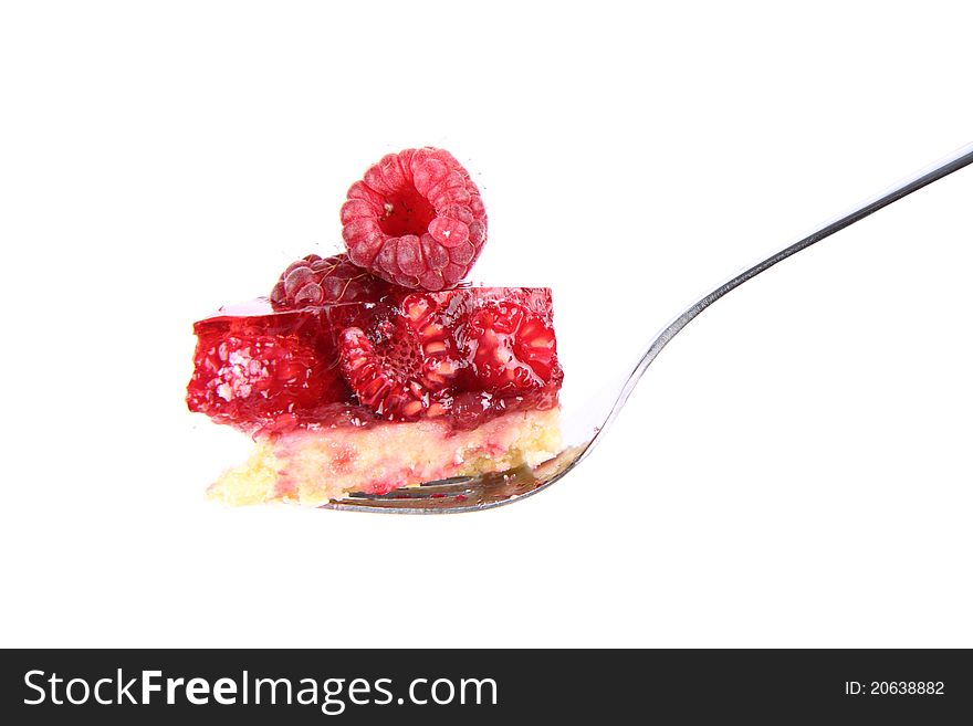 Raspberry Tart - a bite on a fork