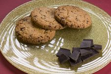 Chocolate And Cookies On A Plate Royalty Free Stock Photography Chocolate And Cookies On A Plate Royalty Free Stock Photography