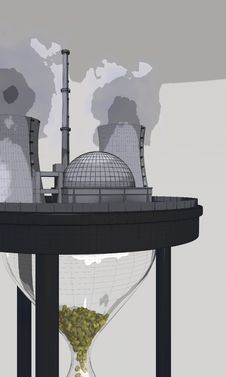 Nuclear Power Plant On Huge Hourglass Royalty Free Stock Images Nuclear Power Plant On Huge Hourglass Royalty Free Stock Images