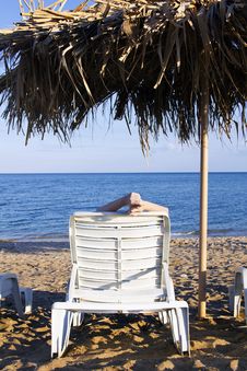 Young Woman Lying In The Deck-chair Stock Photography Young Woman Lying In The Deck-chair Stock Photography
