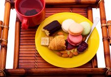 Morning Breakfast On The Wooden Tray Royalty Free Stock Photography Morning Breakfast On The Wooden Tray Royalty Free Stock Photography