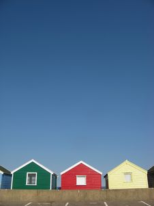 Cheerful Beach Huts On An English Beach Royalty Free Stock Photography Cheerful Beach Huts On An English Beach Royalty Free Stock Photography