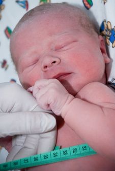 Measure The Newborn Child Stock Image Measure The Newborn Child Stock Image