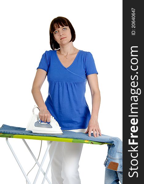Woman Ironing Trousers