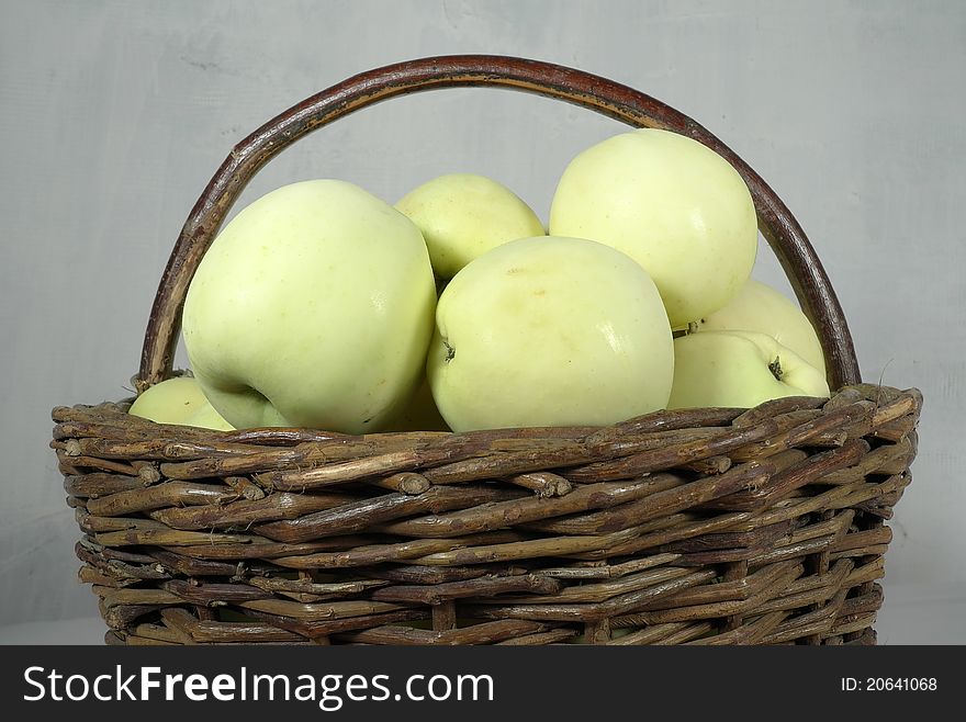 View of basket with apples.