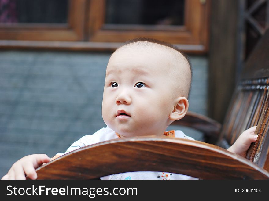 Cute asian baby boy in park. Cute asian baby boy in park