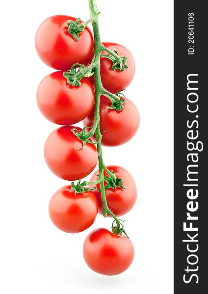 Bunch of cherry tomatoes isolated on white background