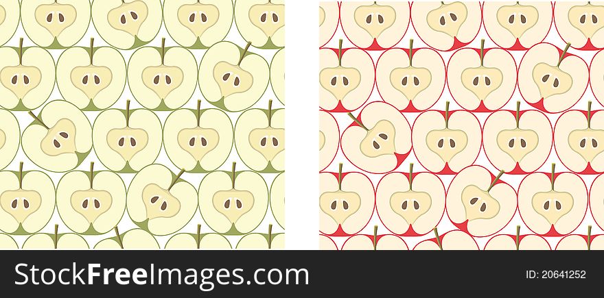 Vector illustration with apples, background, seamless texture