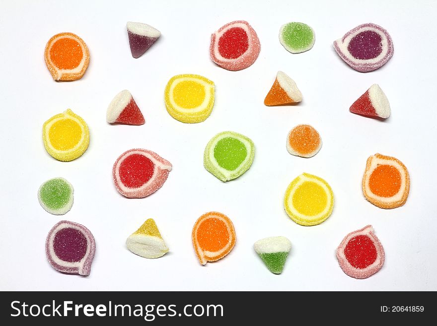 Colorful Jelly Candy on white background