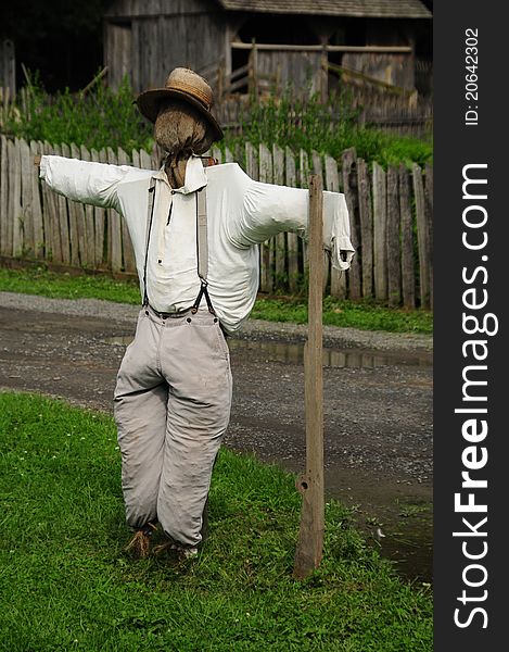 Scarecrow on a farm, in the field