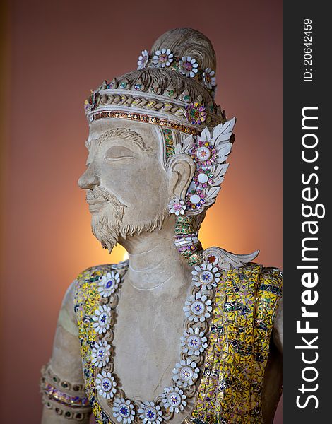 Thai style angel statue in Erawan museum,Thailand