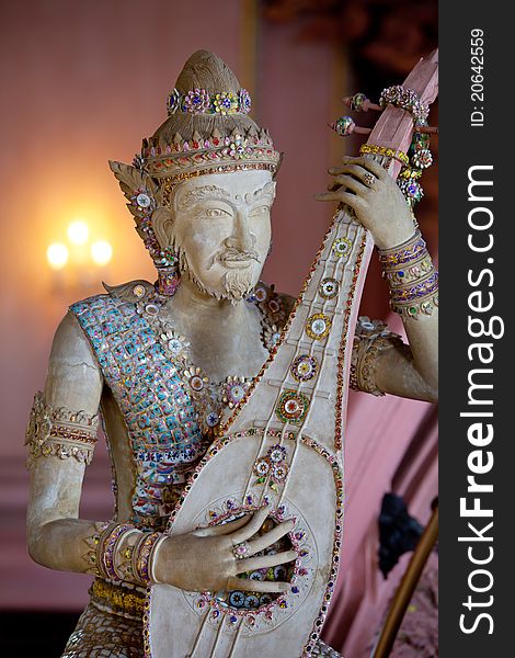 Thai style angel statue in Erawan museum,Thailand