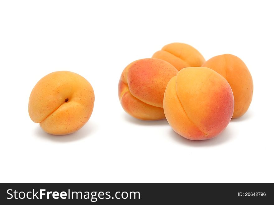Apricots on a white background. Apricots on a white background
