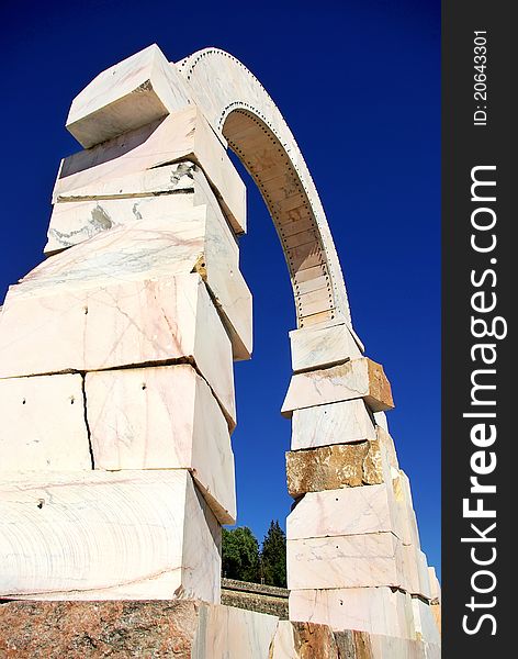 Marble sculpture of roman arch, Portugal