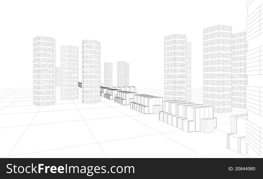 Illustration of modern city buildings