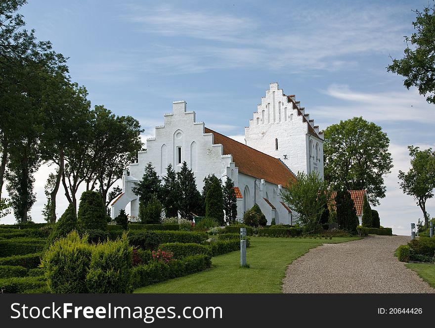 Landscape With Typical Church On Funen